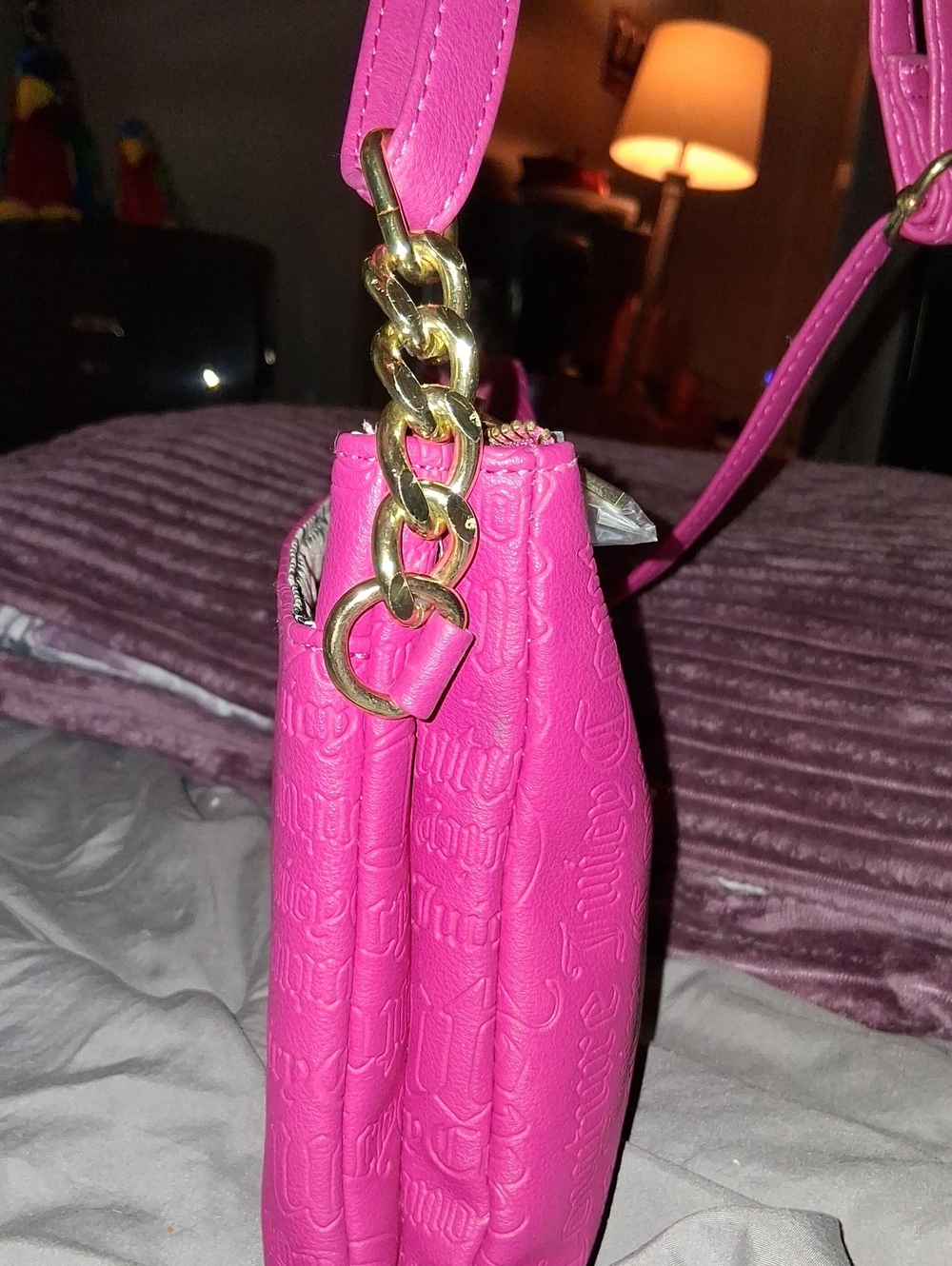 Juicy Couture Hot Pink Embossed Crossbody Bag - Picture 4 of 7